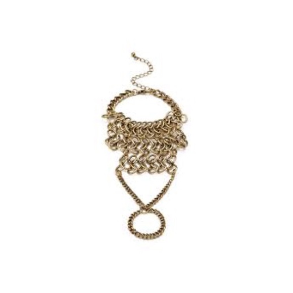 NWT Hand Chain Bracelet - Tarnished Gold - Picture 2 of 6